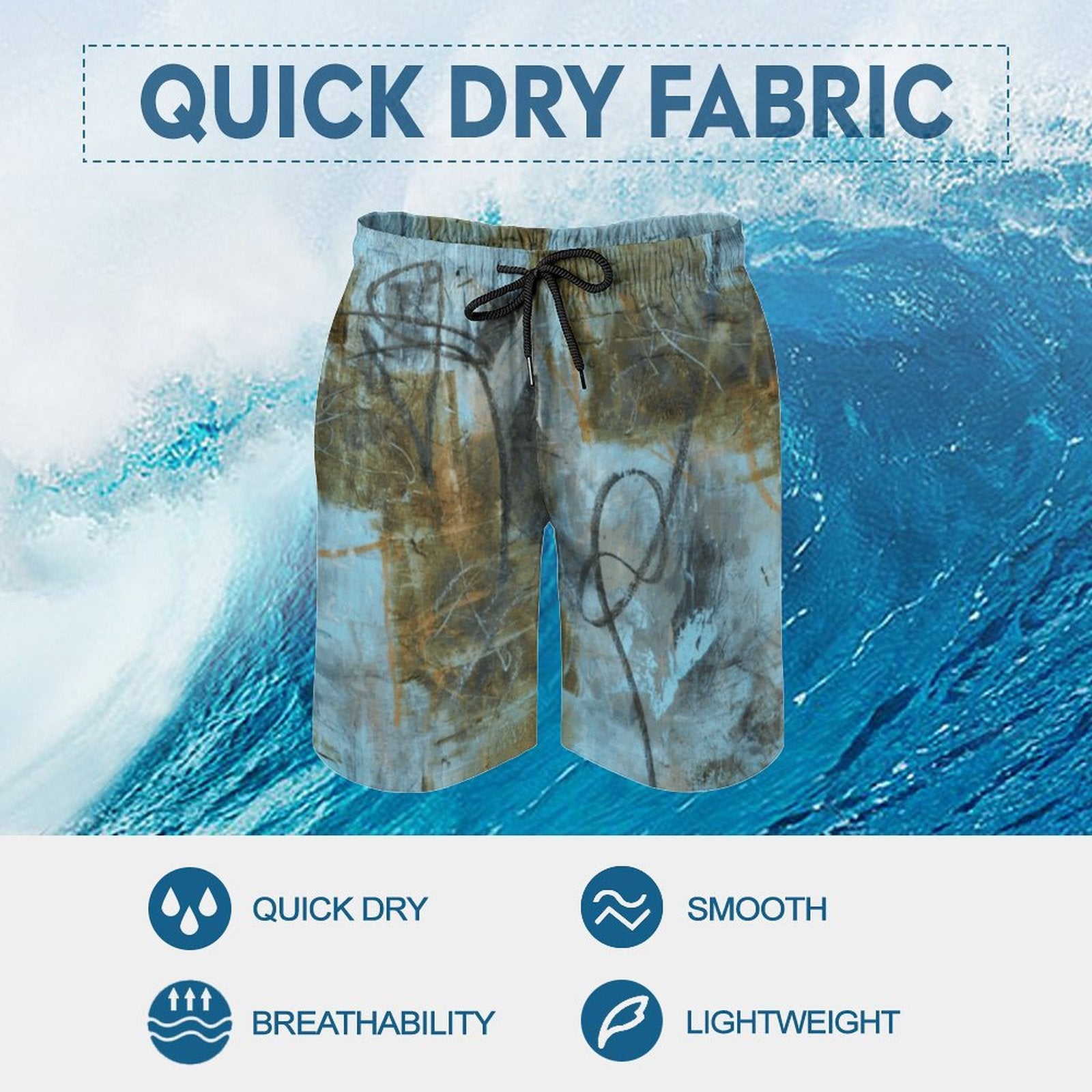 Blue Felt Men's Board Shorts | Premium Billiards-Inspired Swim Shorts