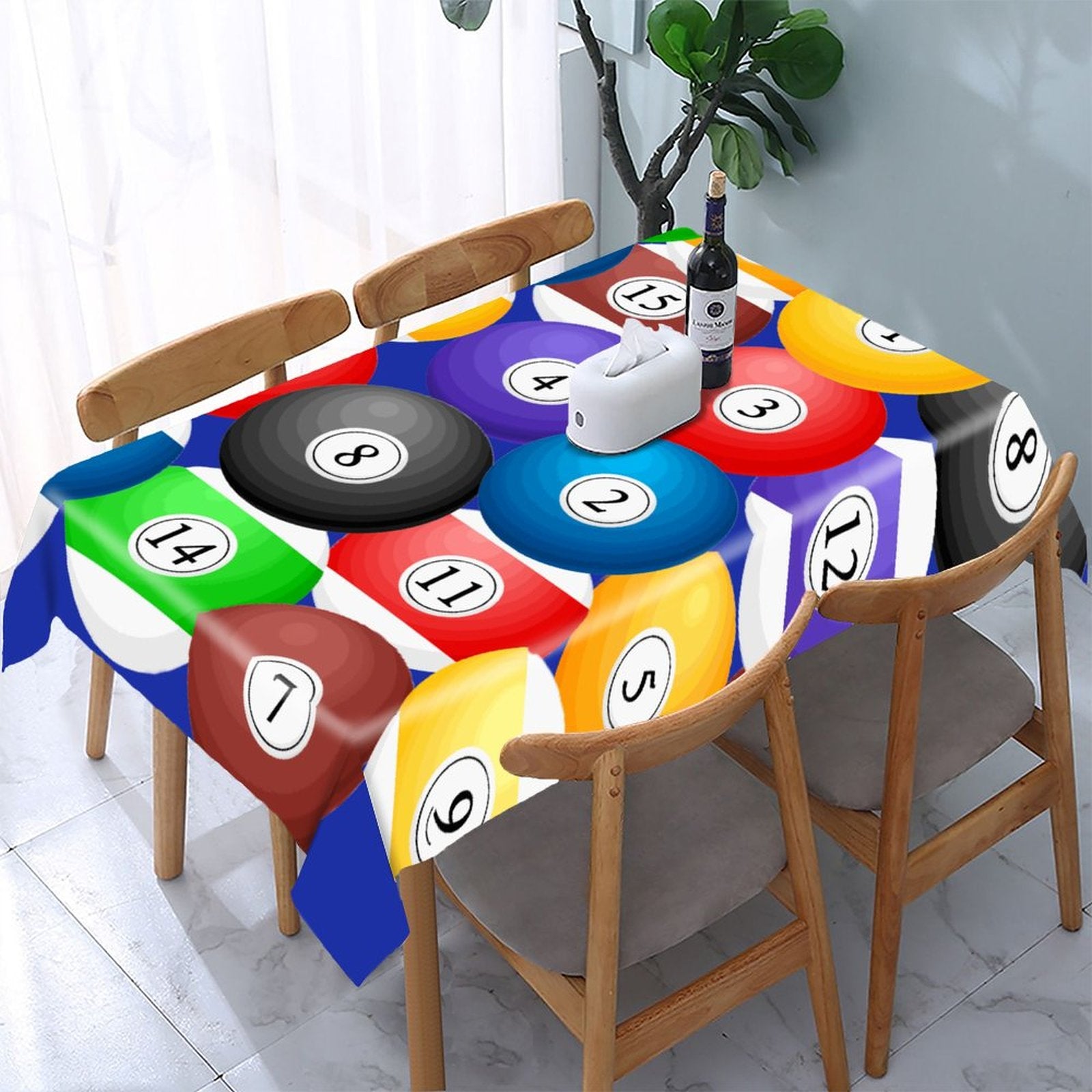 Poolball Rectangular Tablecloth – Billiards-Inspired Table Cover