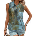 140gsm Women's Sleeveless Polo Shirt(All-Over Printing)