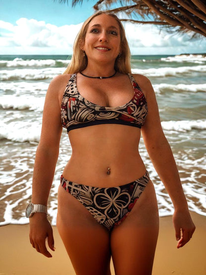 Casino Print High-Waisted Bikini