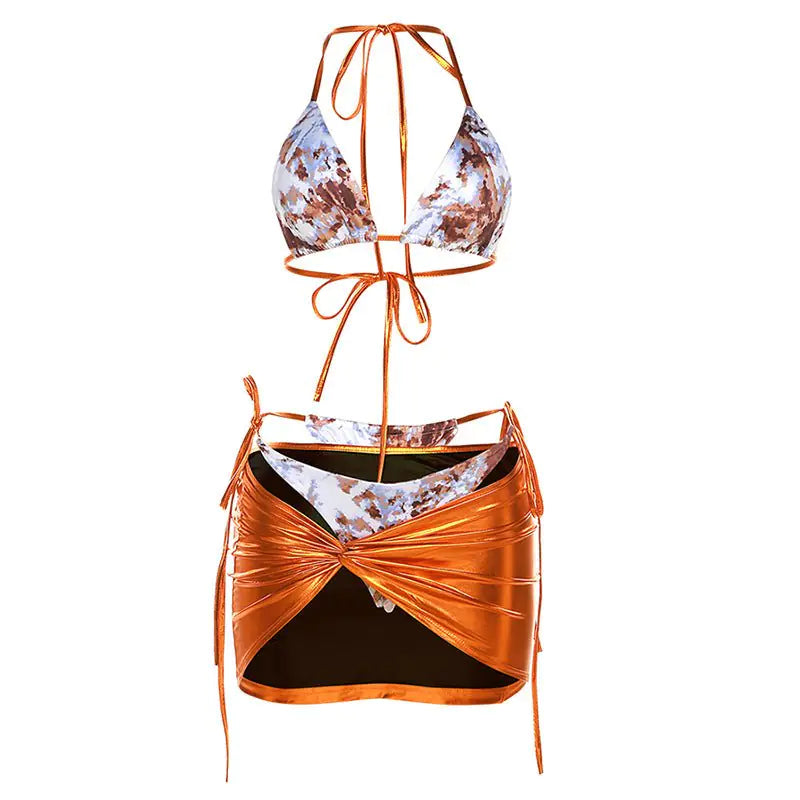 Sunrise Shimmer Skirt Set- bikini with cover