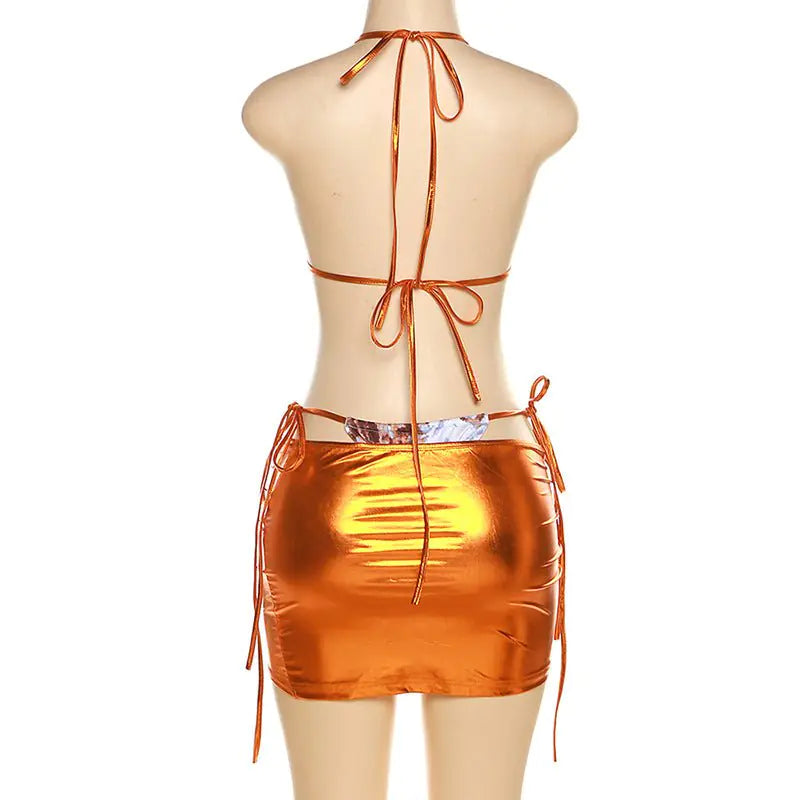 Sunrise Shimmer Skirt Set- bikini with cover