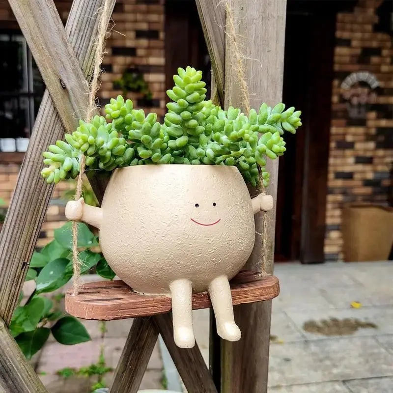 Whimsy Swinging Face Planter