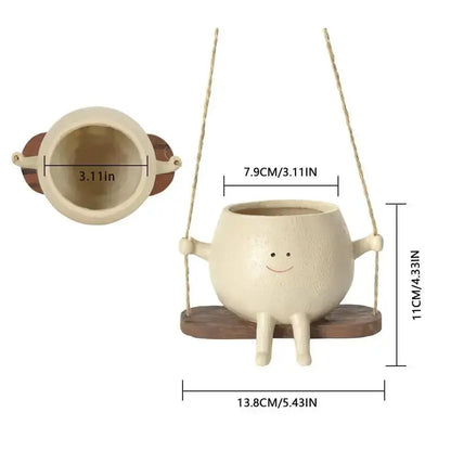 Whimsy Swinging Face Planter